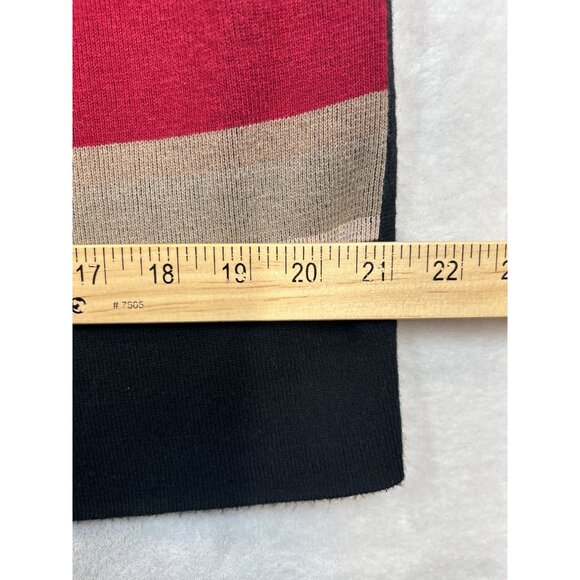 Chicos Cardigan Womens Medium Black Tan Red Striped Longline Open Front - Picture 5 of 6